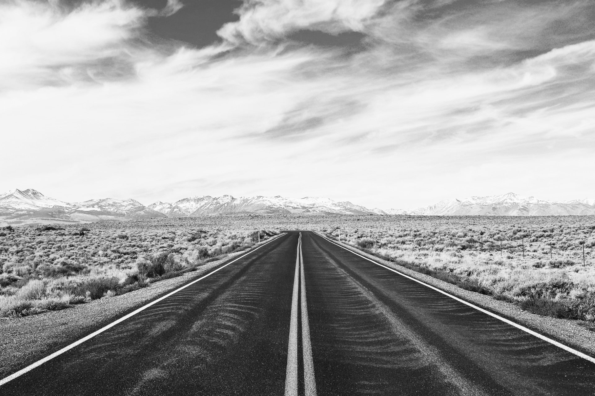Centered Desert Road with a Dark Overlay